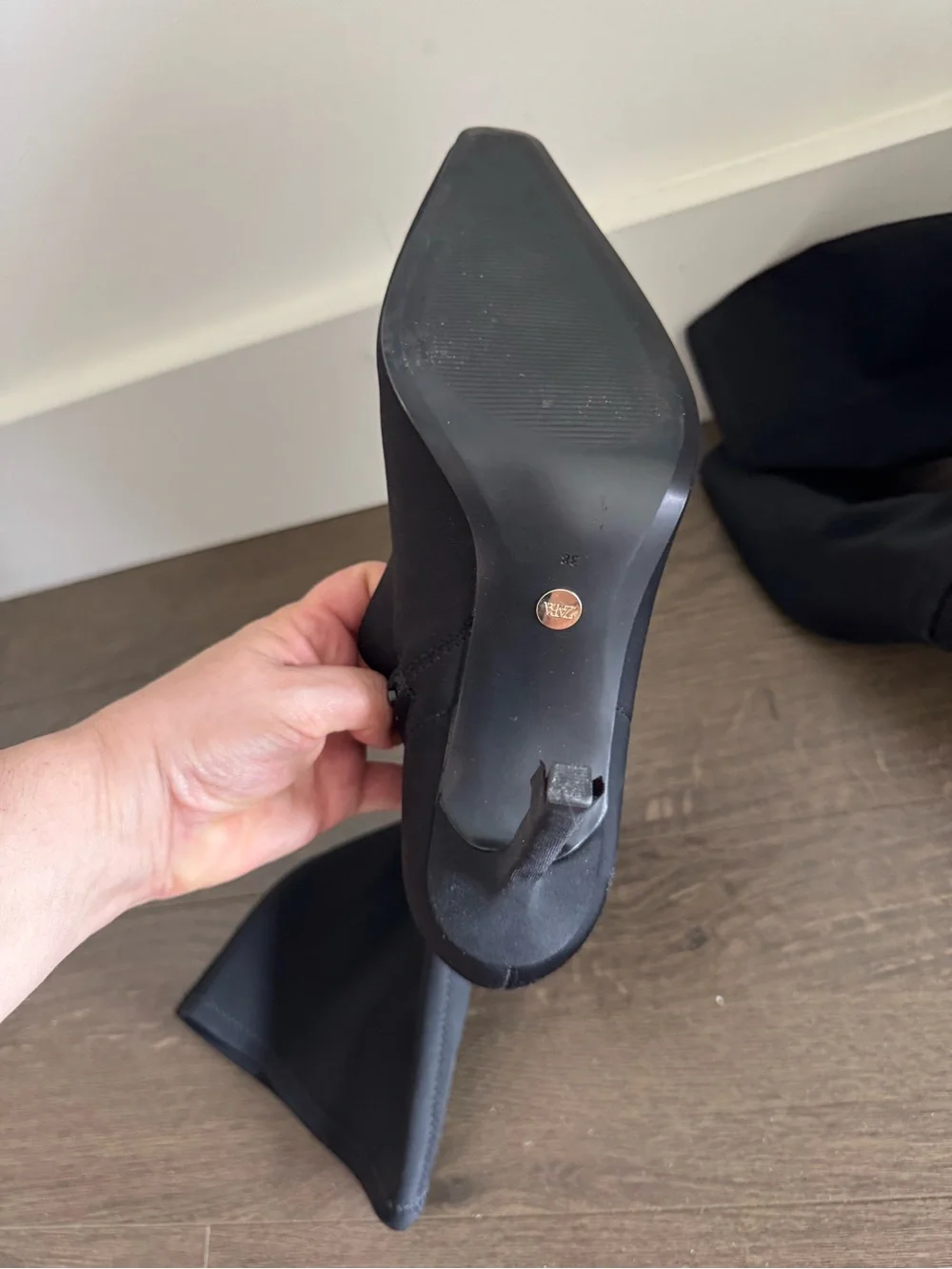 Zara Black Over-the-Knee Pointed Stiletto Boots